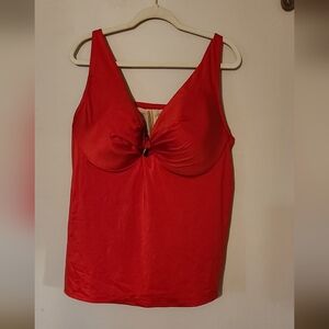 Swim By Cacique Red Sleeveless Swim Top Size 44DDD